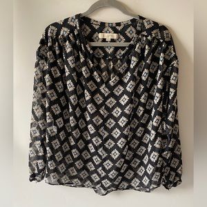 Ann Taylor LOFT Sheer Blue Floral Flowy Blouse Top Size XS